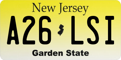NJ license plate A26LSI
