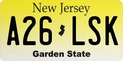 NJ license plate A26LSK