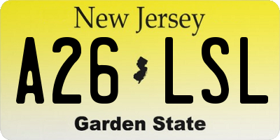 NJ license plate A26LSL