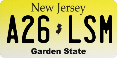 NJ license plate A26LSM