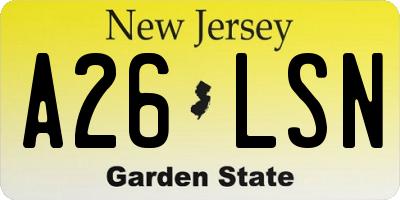 NJ license plate A26LSN