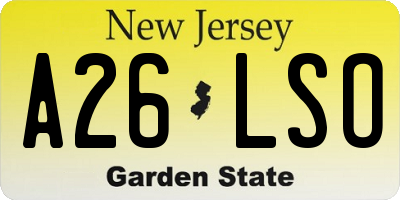 NJ license plate A26LSO