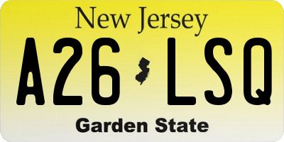 NJ license plate A26LSQ