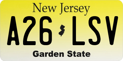 NJ license plate A26LSV
