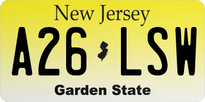 NJ license plate A26LSW