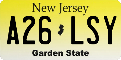 NJ license plate A26LSY