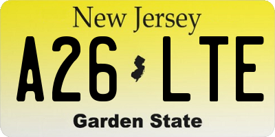 NJ license plate A26LTE