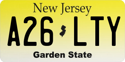 NJ license plate A26LTY