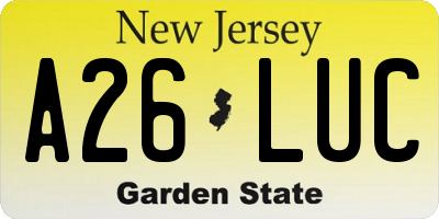 NJ license plate A26LUC