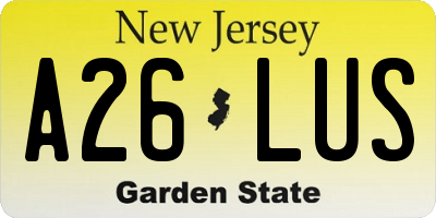 NJ license plate A26LUS