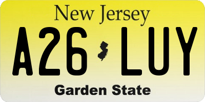 NJ license plate A26LUY