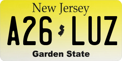 NJ license plate A26LUZ