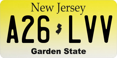 NJ license plate A26LVV