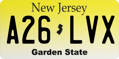 NJ license plate A26LVX