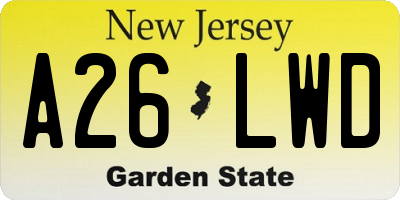 NJ license plate A26LWD