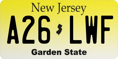 NJ license plate A26LWF
