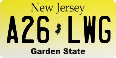 NJ license plate A26LWG