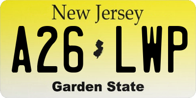 NJ license plate A26LWP
