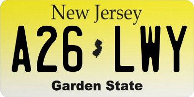 NJ license plate A26LWY