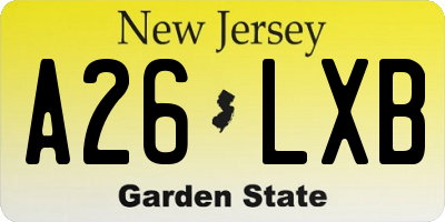 NJ license plate A26LXB