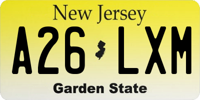 NJ license plate A26LXM