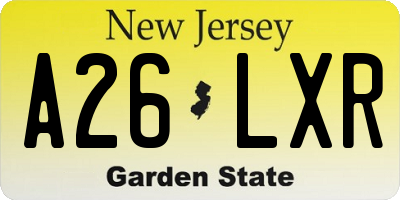 NJ license plate A26LXR