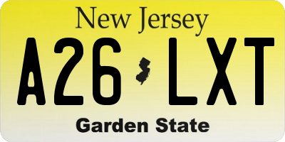 NJ license plate A26LXT