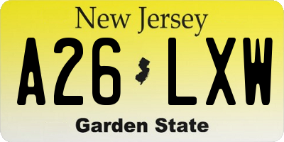 NJ license plate A26LXW
