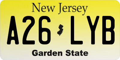 NJ license plate A26LYB
