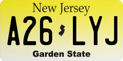 NJ license plate A26LYJ