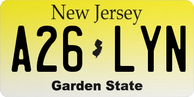 NJ license plate A26LYN