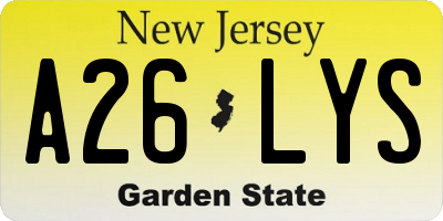 NJ license plate A26LYS