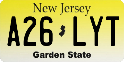 NJ license plate A26LYT