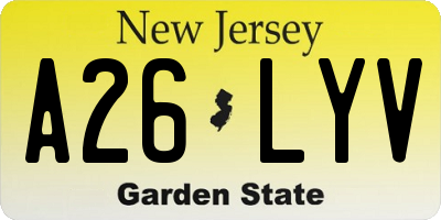 NJ license plate A26LYV