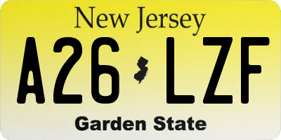 NJ license plate A26LZF