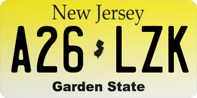NJ license plate A26LZK