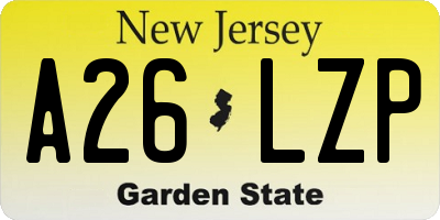 NJ license plate A26LZP