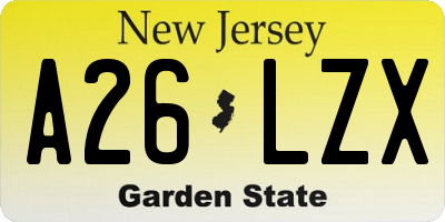 NJ license plate A26LZX