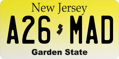 NJ license plate A26MAD