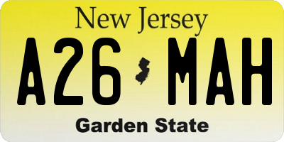 NJ license plate A26MAH