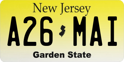 NJ license plate A26MAI