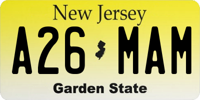 NJ license plate A26MAM