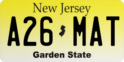 NJ license plate A26MAT