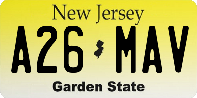 NJ license plate A26MAV