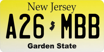 NJ license plate A26MBB