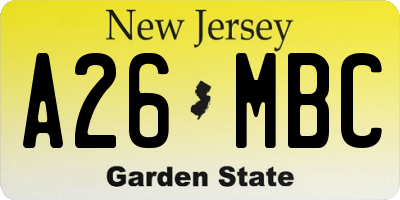 NJ license plate A26MBC