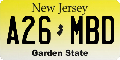 NJ license plate A26MBD