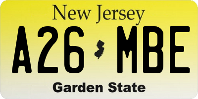 NJ license plate A26MBE