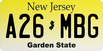 NJ license plate A26MBG