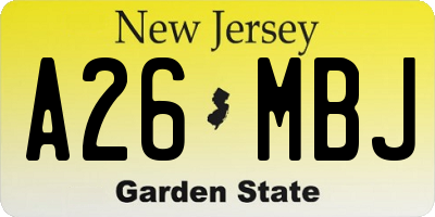 NJ license plate A26MBJ